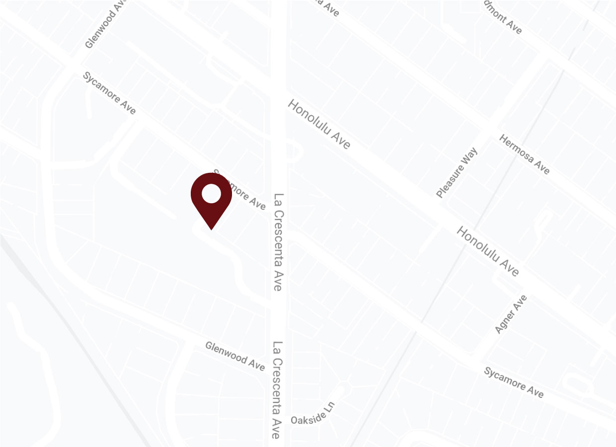 A map with a red location pin marking a spot near the intersection of Sycamore Ave and La Crescenta Ave, with nearby streets labeled including Glenwood Ave and Honolulu Ave.