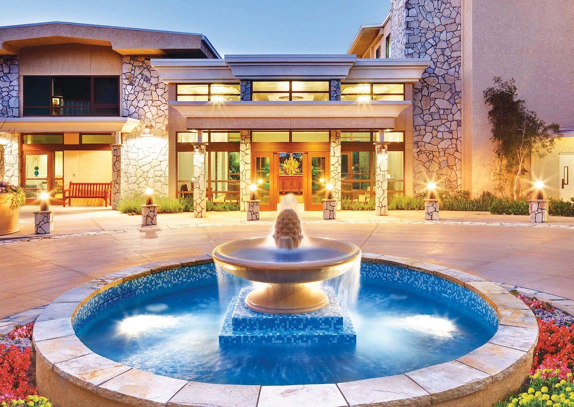 Our glorious fountain at the entrance to Canterbury senior living in Los Angeles.