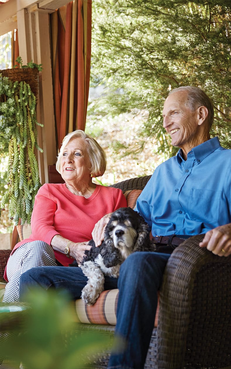 Active seniors enjoying life at a luxury retirement community in Orange County.