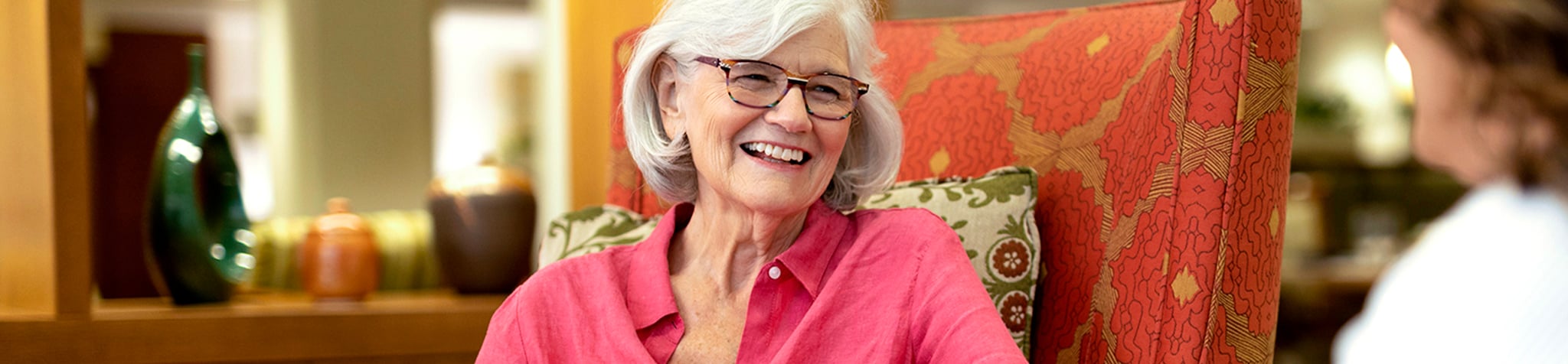 Resident enjoying the peace of mind that come with the senior care programs at an ECS senior living community