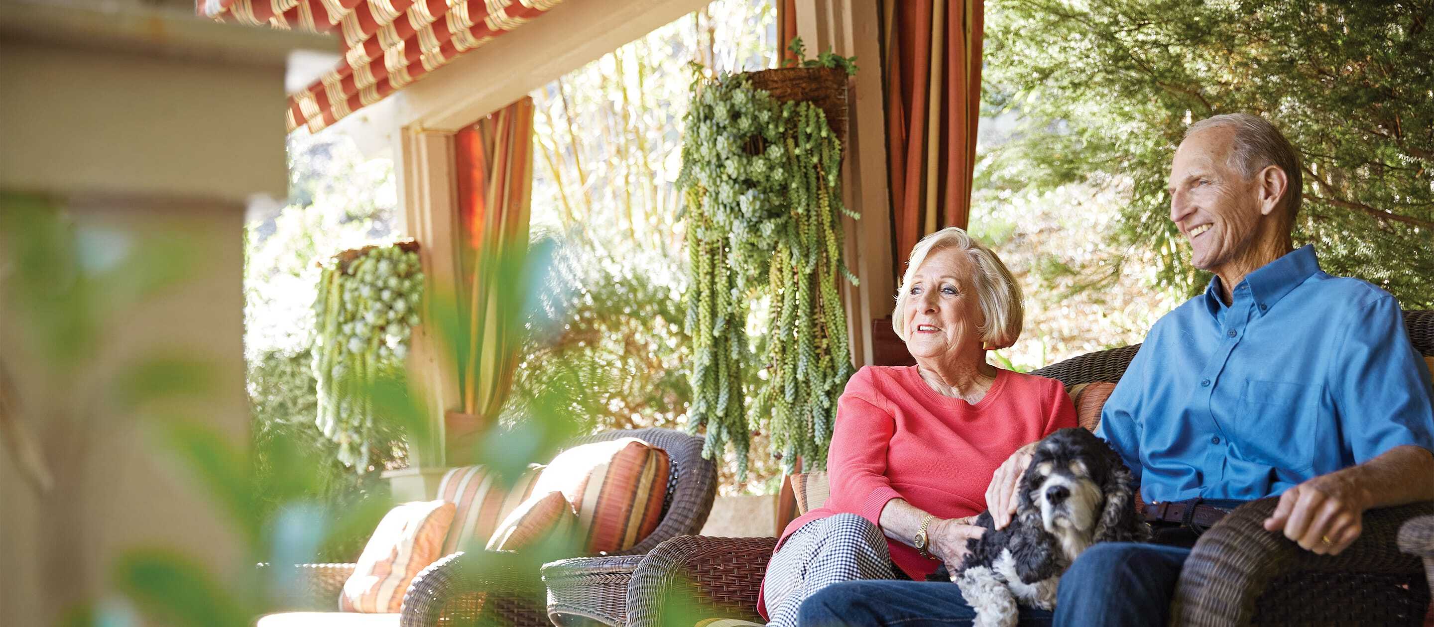 Active seniors enjoying life at a luxury retirement community in Orange County.
