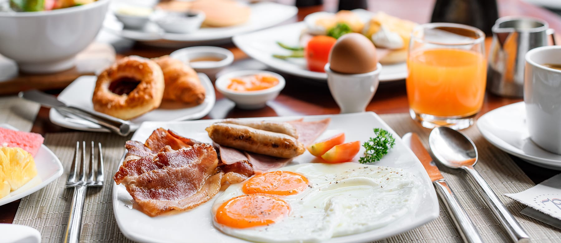 table full of breakfast