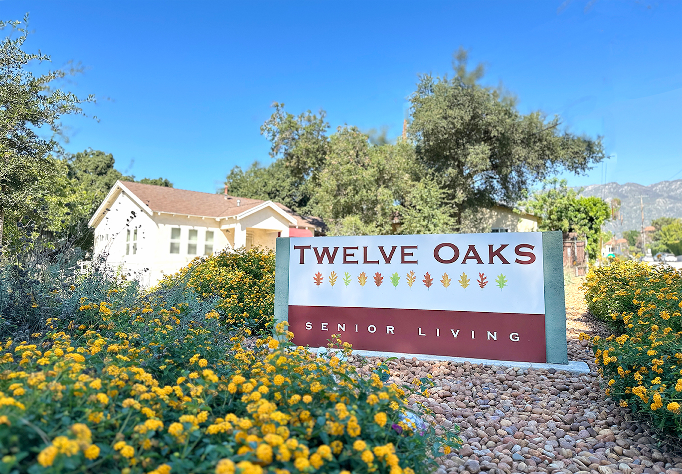 twelve oaks senior living exterior sign