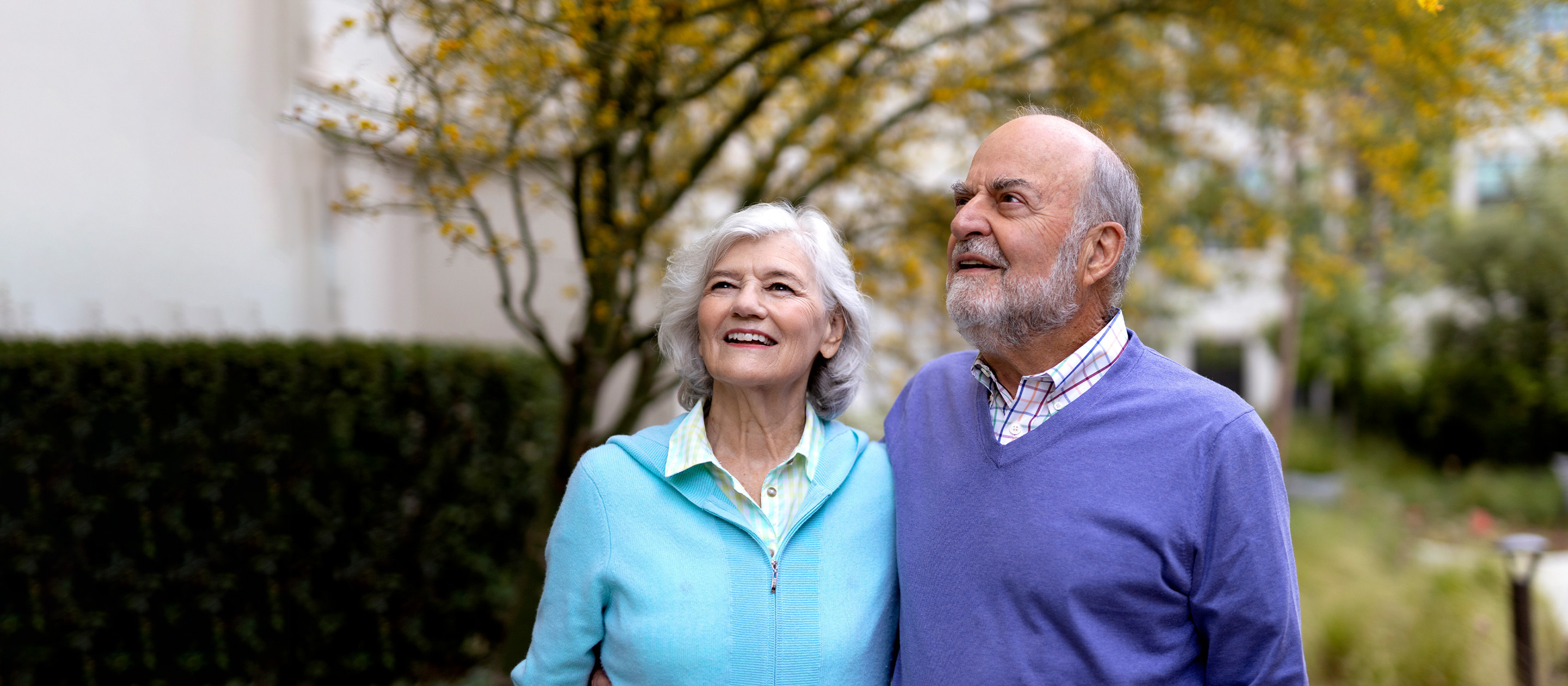 Senior living residents on a walk